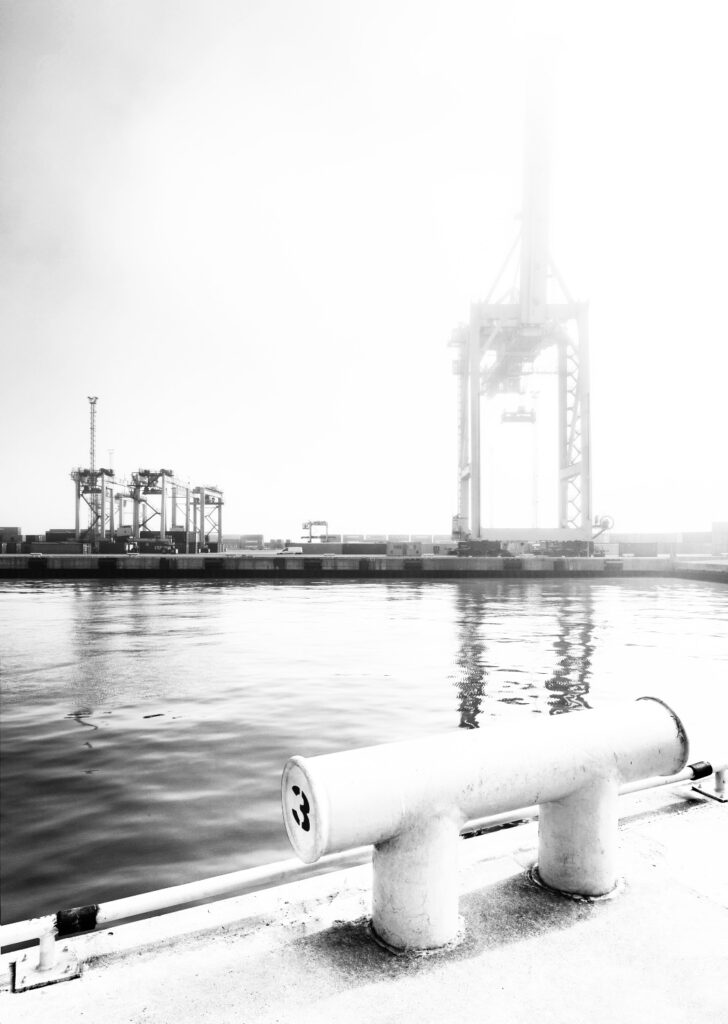 Container terminal in fog